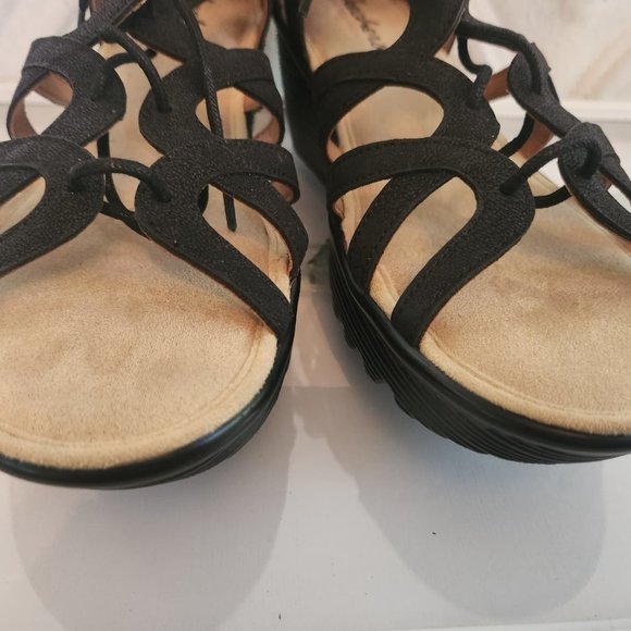 EUC Skechers Black Gladiator Style, Lace Up Wedge Sandals. Size 8.5 - Picture 6 of 15